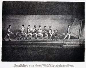 Mine de sel: transport dans le tunnel Wolfdietrich, à Durrnberg, Autriche - Unbekannt