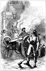 Foule tirant au canon devant le palais de justice où Alexander McLeod était emprisonné, 1840 vers 1880
