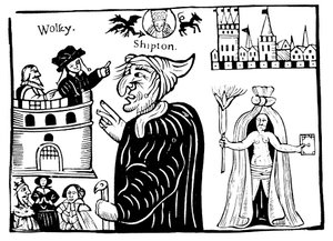Mère Shipton prophétisant la mort du cardinal Wolsey, 1488-c1560