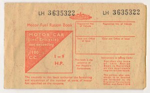 Carnet de rationnement de carburant, vers 1973