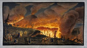 Éruption du mont Vésuve la nuit, Royaume de Naples
