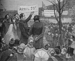M. Phelps plantant le chêne de Shakespeare sur Primrose Hill, Londres, vers 1890