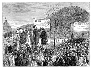 M. Phelps plantant le chêne de Shakespeare à Primrose Hill, Londres, 1864