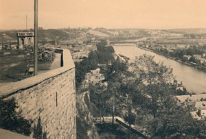 Namur. Tourelle des Guetteurs et confluent de la Sambre et de la Meuse, vers 1900
