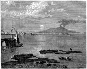Naples et le mont Vésuve, depuis Pausilippe, Italie, 19ème siècle