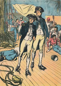 Nelson sur le Victory à Trafalgar, vers 1907