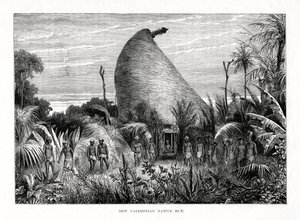Hutte indigène de Nouvelle-Calédonie, Pacifique sud, 1877
