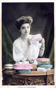 Cadeau de Nouvel An, carte postale française, vers 1900