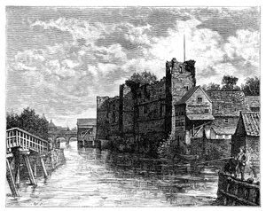 Château de Newark et la rivière Trent, Newark-on-Trent, Nottinghamshire, 1900