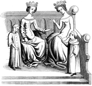 Femmes nobles et enfants, XIVe siècle - Unbekannt