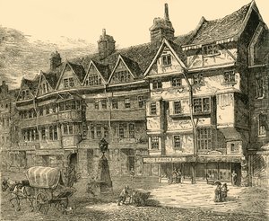 Vieilles maisons à Holborn près de Middle Row, vers 1872