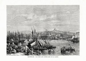 Vieux port et Notre-Dame de la Garde, Marseille, France, 1879