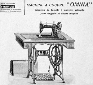 Publicité pour les machines à coudre Omnia, 20e siècle