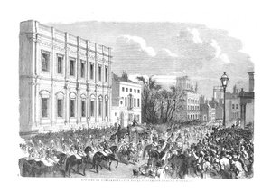 Ouverture du Parlement - Le cortège royal passant par Whitehall, 1854