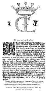 Ordre des Lords et des Communes concernant les armes, 1643-1644, 1893