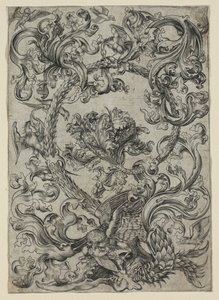 Feuillage ornemental, avec une chouette et d