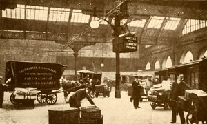 Transporteur de colis électrique aérien, gare Victoria, Manchester, 1930