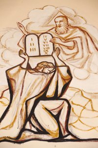 Peinture dans la cathédrale de Lomé : Moïse et les tables de la loi, Lomé, Togo - Unbekannt