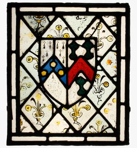 Panneau avec blason héraldique de Johnson, britannique, vers 1500