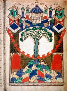 Paradis, une page du Liber Floridus, 12e siècle