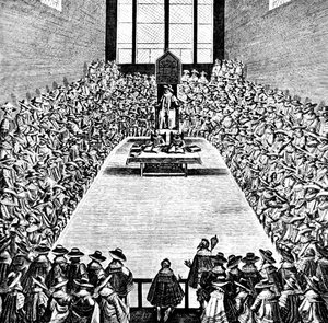 Parlement en session sous le règne de Jacques Ier, début 17ème siècle, vers 1902-1905