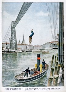Personne plongeant de 55 mètres du Portside, Rouen, 1901