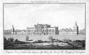 Vue en perspective de Wentworth-House dans le Yorkshire, le siège du marquis de Rockingham