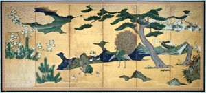 Pins et paons, période Edo japonaise - Unbekannt
