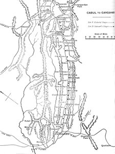 Plan de la marche du général Roberts de Cabul à Candahar, vers 1880