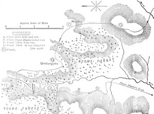 Plan du terrain où Cetewayo a été capturé, vers 1880