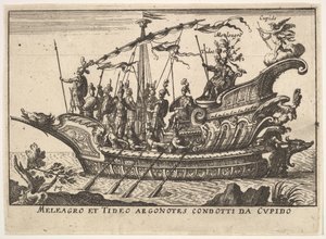 Planche 13 : Argonautes Méléagre et Tydée conduits par Cupidon, 1664
