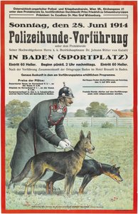 Démonstration de chien policier à Baden, 1914