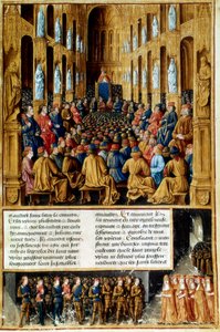 Le pape Urbain II présidant le concile de Clermont, France, 1095 vers 1490