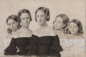 Portrait des Sœurs Yelisaveta, Maria, Praskovya, Alexandra et Anna Dyakov, fin des années 1830