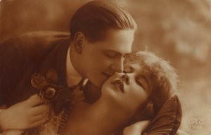 Carte postale de couple romantique vintage, en sépia - Unbekannt