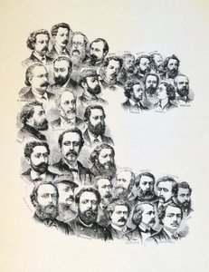 Affiche avec portraits des Communards, Commune de Paris, 1871