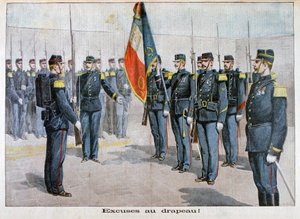 Présentation des excuses au drapeau, Toulon, France, 1898