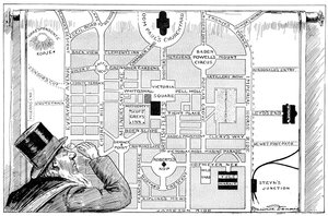 Le président Kruger regardant un plan de la nouvelle Pretoria, 1900