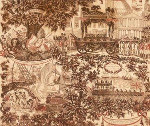 Panneau de lin imprimé représentant le cortège funèbre de Lord Viscount Nelson