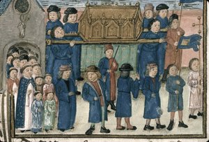 Procession des reliques de Saint Nicolas. Du Livre de la confrérie Saint-Nicolas de..., fin du XVe siècle - Unbekannt