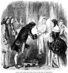 La reine Anne 1665-1714 remettant le bâton blanc au comte de Shrewsbury, vers 1714 - Unbekannt
