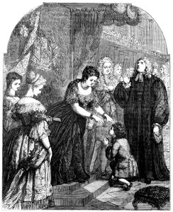 La reine Anne 1665-1714 touchant le jeune Samuel Johnson pour le mal