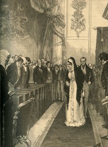 La reine Caroline entrant à la Chambre des Lords pendant son procès, Westminster, Londres, 1820