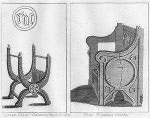 Chaise de couronnement de la reine Mary et la chaise de Dunmow, vers 1790 - Unbekannt
