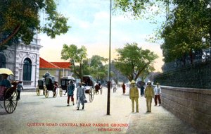Queens Road Central, près du terrain de parade, Hong Kong, Chine, vers 1900
