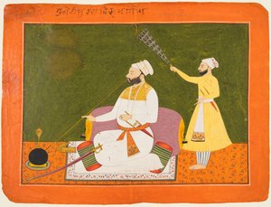 Raja Bikram Singh de Guler régnant 1661-85 fumant, vers 1680