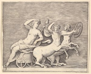 Figure féminine allongée sur un char tiré par deux centaures, publié vers 1599-1622