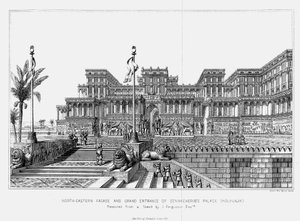 Reconstruction de la façade nord-est du palais de Sennachérib à Kouyunjik, assyrien, 1853 - Unbekannt