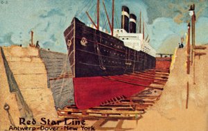 Paquebot Red Star en cale sèche pour réparation, vers 1905