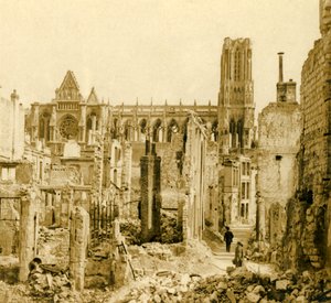 Cathédrale de Reims, Reims, nord de la France, vers 1914-1918